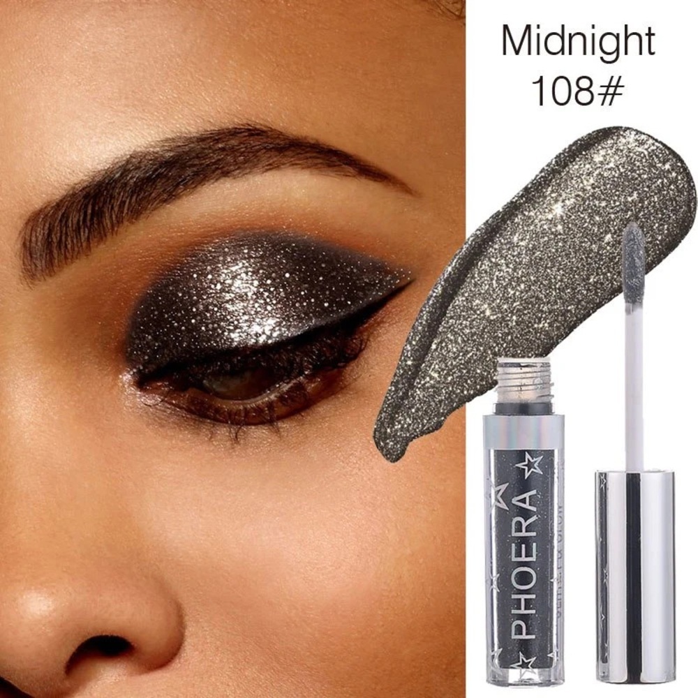 Phoera Cream Glitter Liquid Eyeshadow midnight color #108
